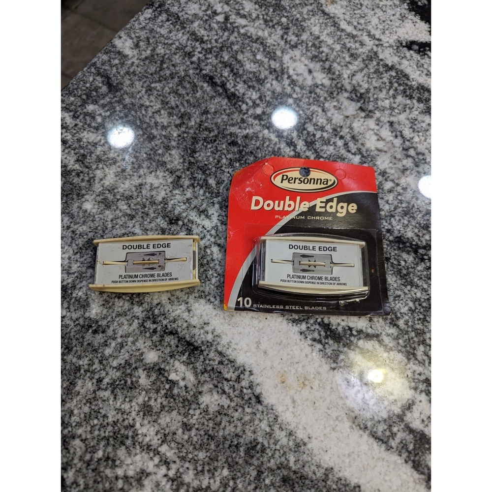 Vintage Personna Platinum Chrome Double Edge Razor Blades - 10ct- NOS 1 Partial